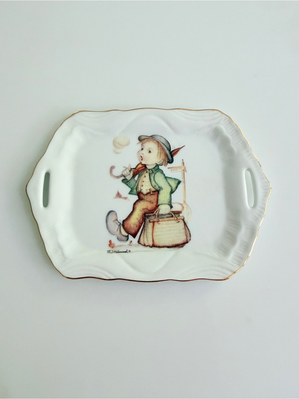 MJ Hummel Merry Wanderer Trinket Dish Goebel Germany Tray Plate soap vintage 90s